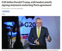 G20峰会联合宣言力挺《巴黎协定》，多国集体回应顶住美方施压